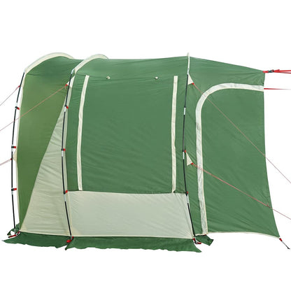 Detail van de groene vidaXL autotent met waterdichte zijwand en ventilatieopening.