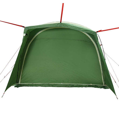 Detail van de groene vidaXL autotent met een open ingangsdoek en stevige stokken.