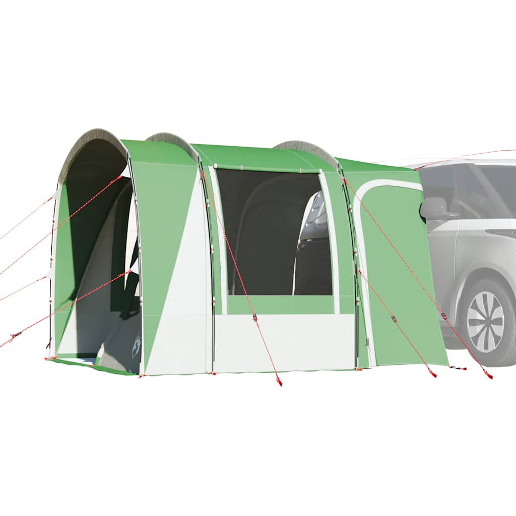 vidaXL 4-persoons autotent in groen, waterdicht met stevige stokken en spanbanden.