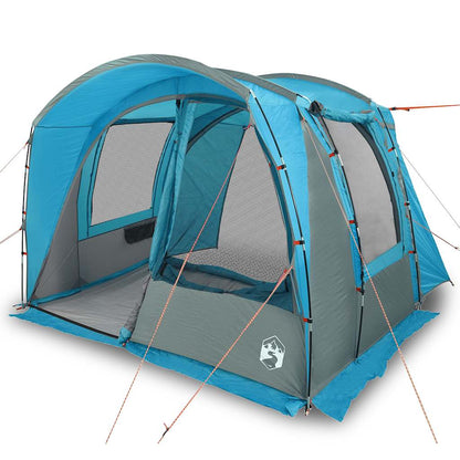 Detail van de vidaXL 4-persoons autotent met waterdichte blauwe en grijze kleuren, zijaanzicht.