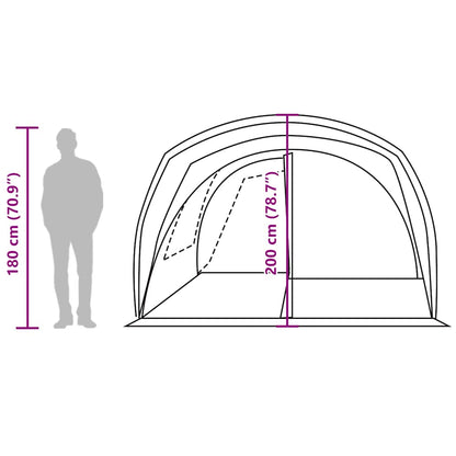 Detail van de vidaXL autotent met afmetingen en zijaanzicht, geschikt voor 4 personen.