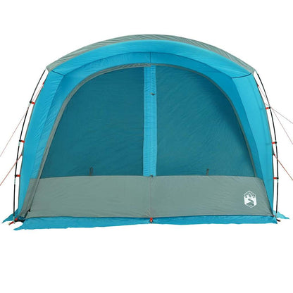 Detail van de vidaXL autotent in blauw met een open voorkant en stevige stokken.