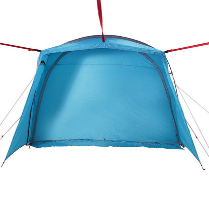 Detail van de binnenkant van de vidaXL 4-persoons autotent in blauw, met stevige stokken en bevestigingsbanden.