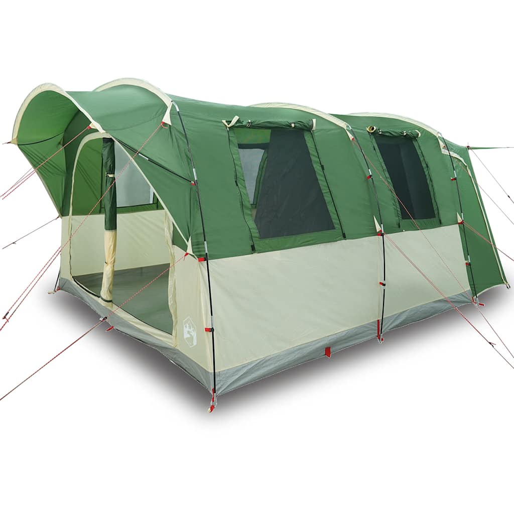 Detail van de vidaXL autotent in groen met open ingang en ventilatieroosters.