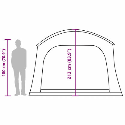 Detail van de vidaXL autotent met afmetingen en zijaanzicht, geschikt voor 4 personen.