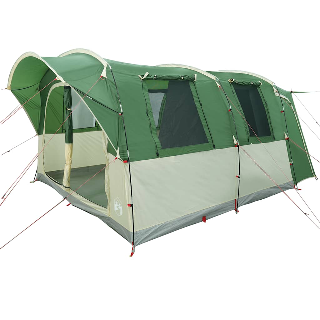 Detail van de vidaXL 4-persoons autotent in groen met waterdichte zijwanden en ventilatieroosters.