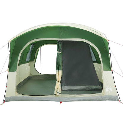 Detail van de vidaXL autotent in groen, zijaanzicht met open ingangen.