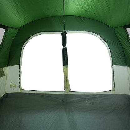 Detail van het groene interieur van de vidaXL autotent met grote raamopening.