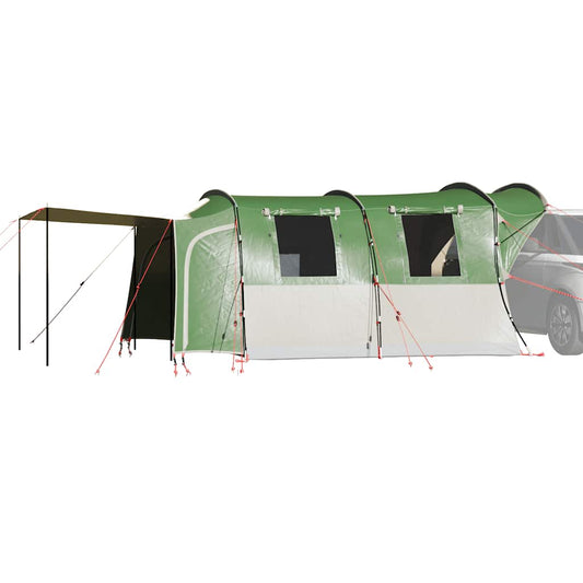 VidaXL 4-persoons autotent in groen, waterdicht met zijluifel en stevige bevestiging.
