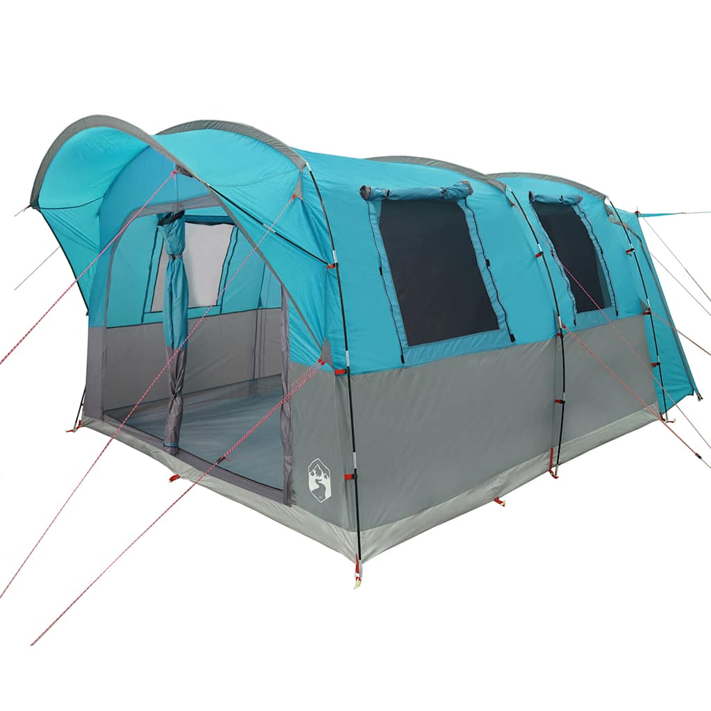 Detail van de vidaXL autotent in blauw met open ingangen en ventilatieroosters.