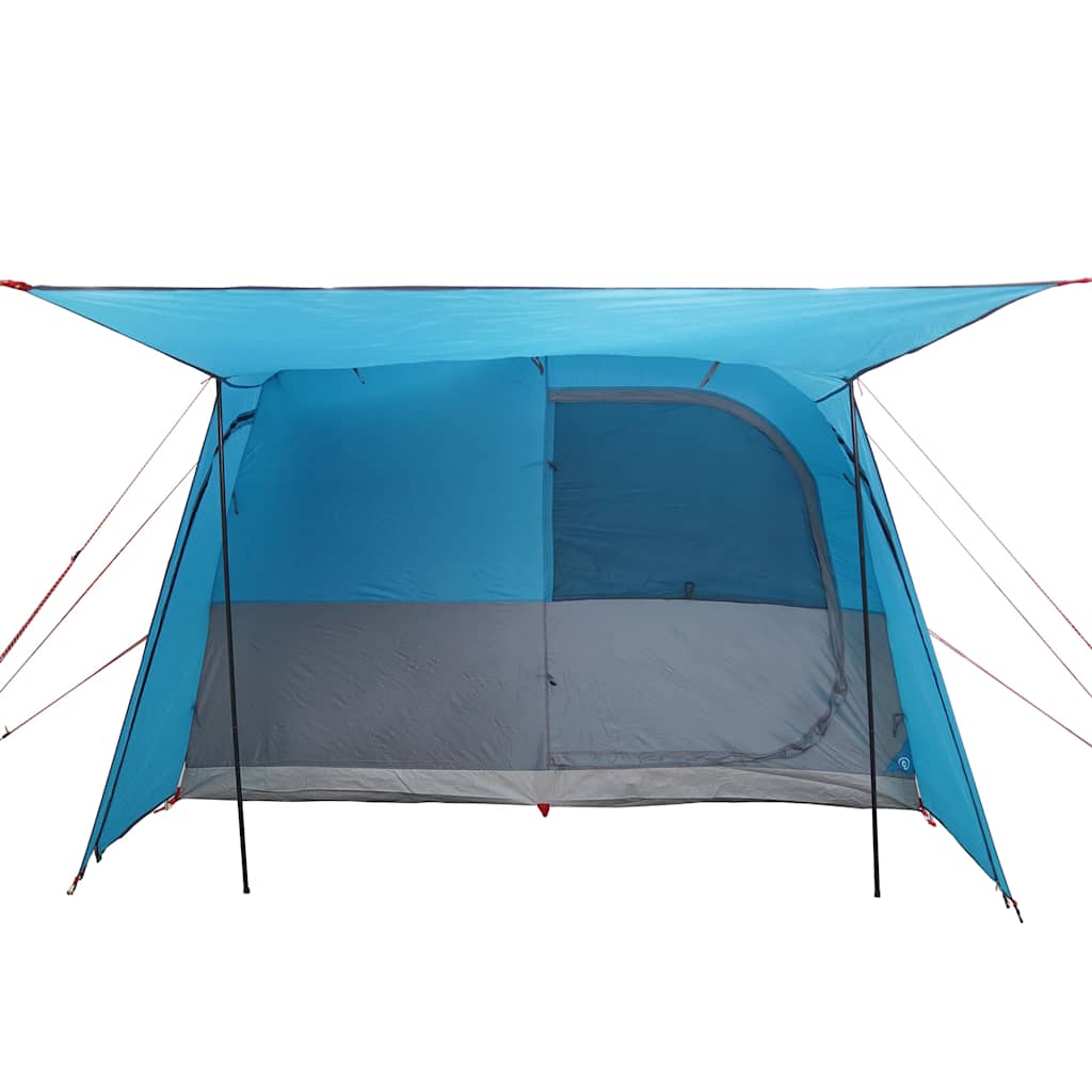 Detail van de blauwe vidaXL autotent met waterdichte zijwand en ingang.