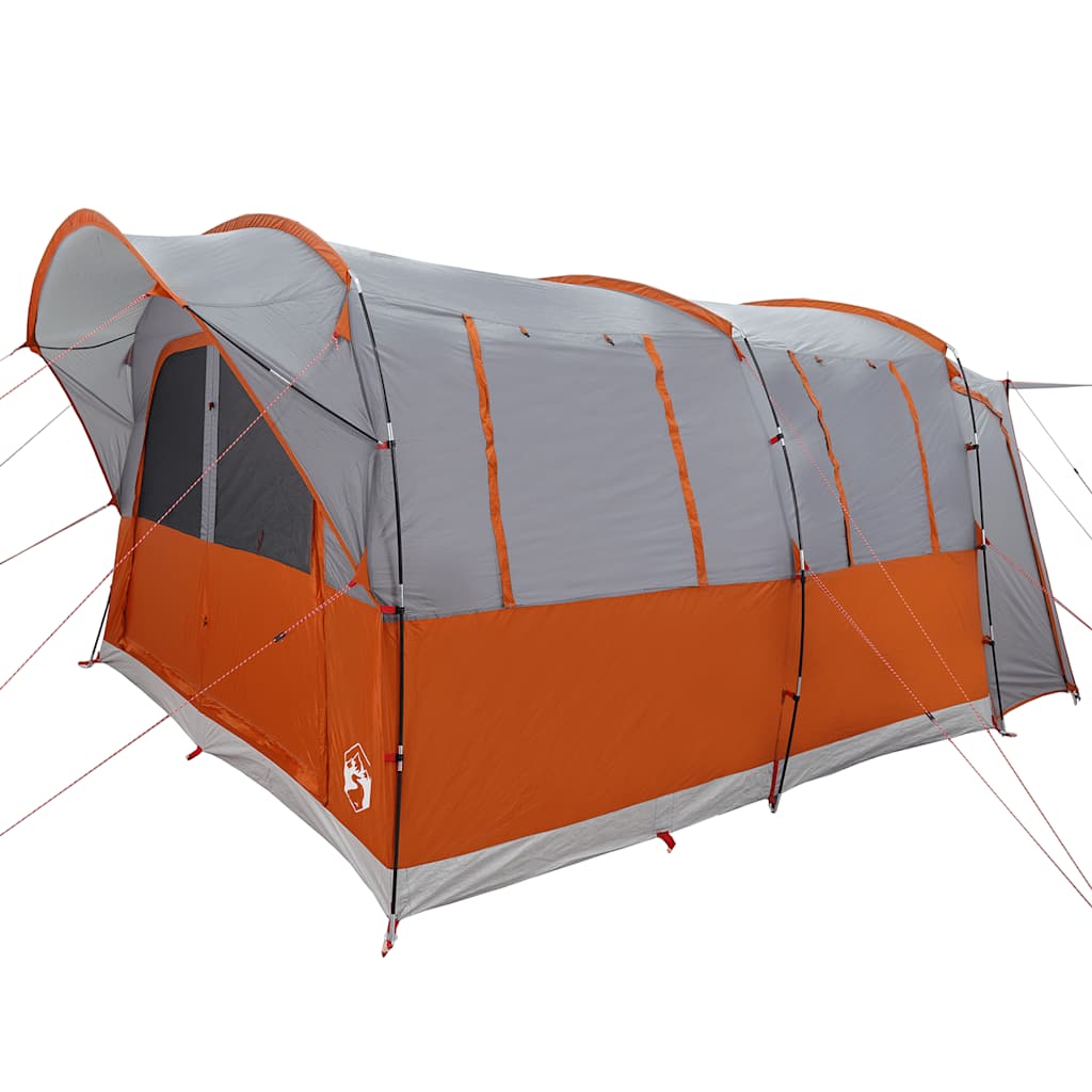 Detail van de vidaXL autotent met grijs en oranje ontwerp, zijaanzicht met openingen.
