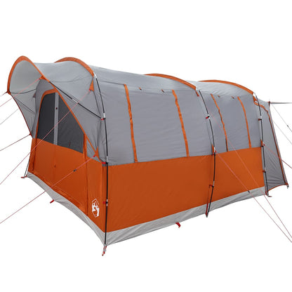 Detail van de vidaXL autotent met grijs en oranje ontwerp, zijaanzicht met openingen.