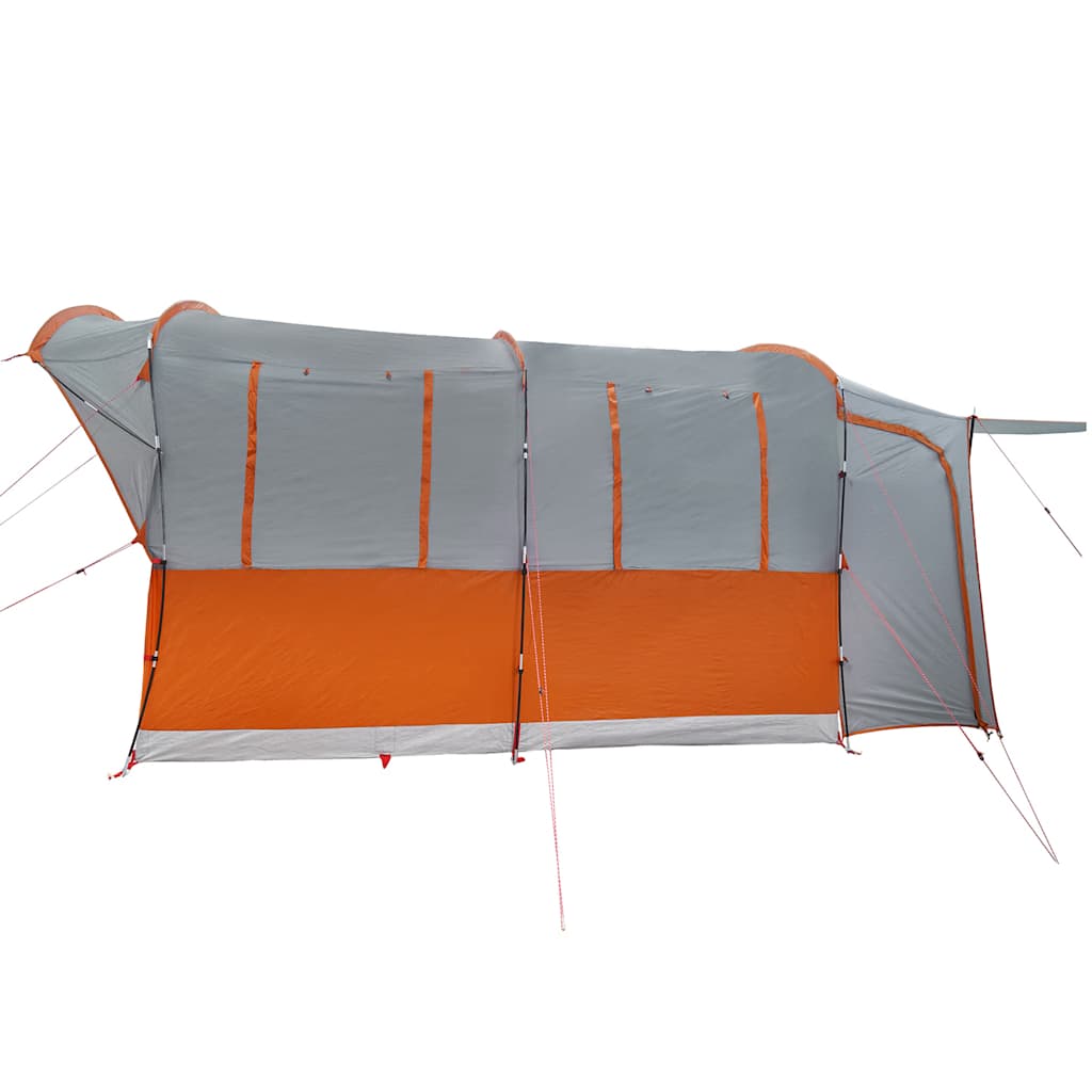 Detail van de grijs-oranje vidaXL autotent met waterdichte zijwand en bevestigingspunten.