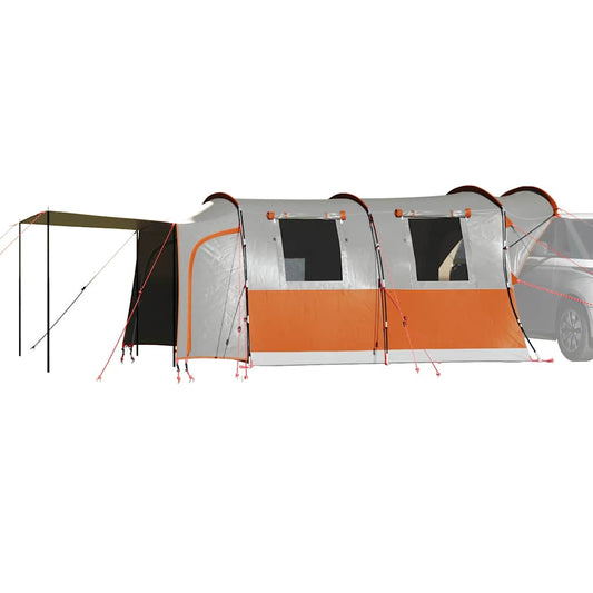 Grijze en oranje vidaXL autotent voor 4 personen met waterdicht ontwerp.