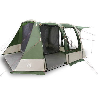 Detail van de vidaXL autotent in groen, met open ingangen en stevige stokken.