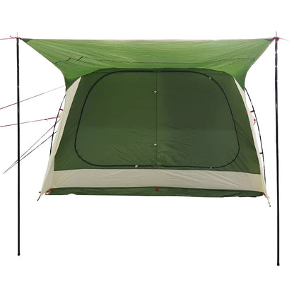 Detail van de groene vidaXL autotent met grote ingang en waterdichte bovenkant.
