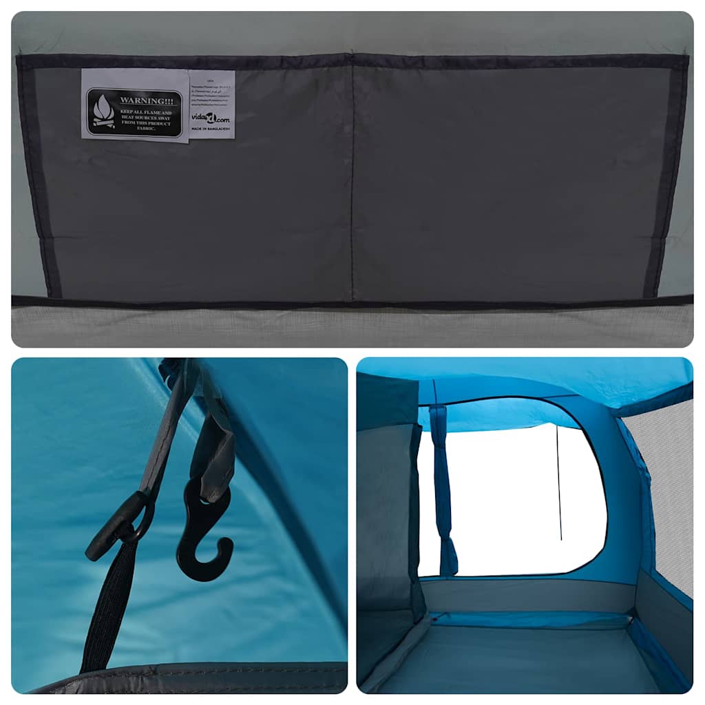 Detail van de binnenkant van de vidaXL autotent met bevestigingshaken en ventilatierooster.