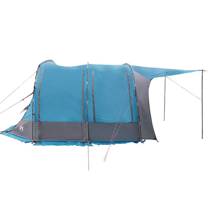 Detail van de vidaXL autotent in blauw met waterdichte zijwanden en opzetstokken.