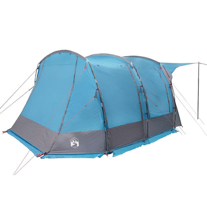 Detail van de vidaXL autotent in waterdicht blauw, zijaanzicht met opgezette stokken.