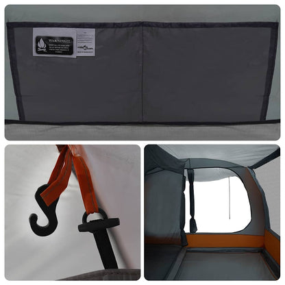 Detail van de grijze vidaXL autotent met oranje accenten en bevestigingshaak.