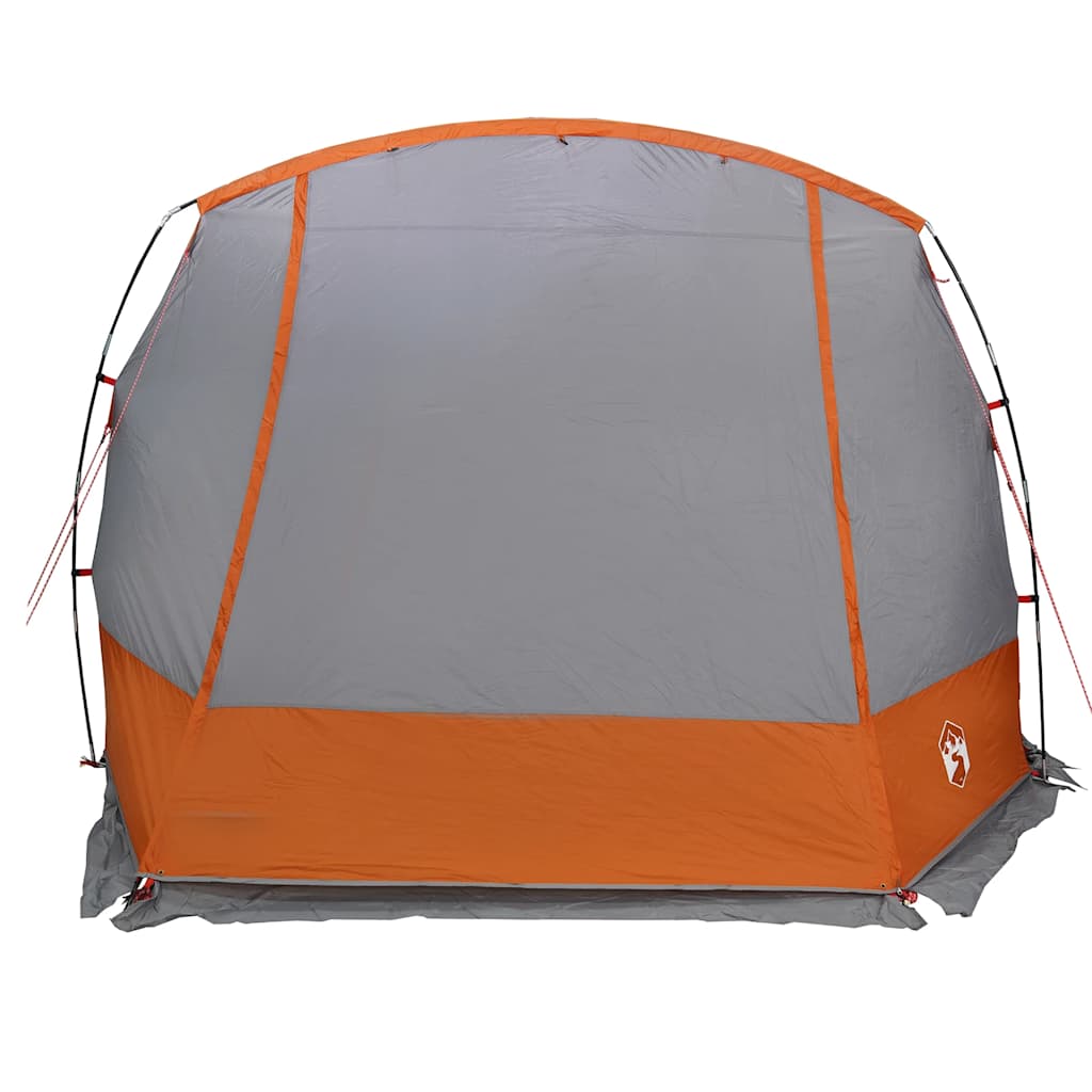 Detail van de vidaXL autotent met grijze en oranje kleuren, zijaanzicht.