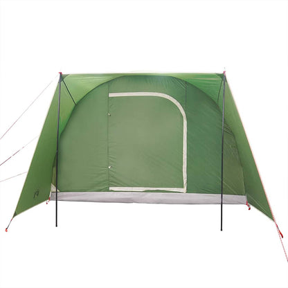 Zijaanzicht van de vidaXL 2-persoons autotent in groen met een grote ingang.