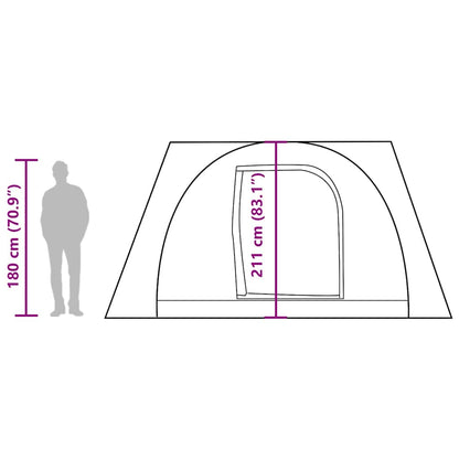Detail van de vidaXL autotent met afmetingen en deurontwerp, geschikt voor twee personen.