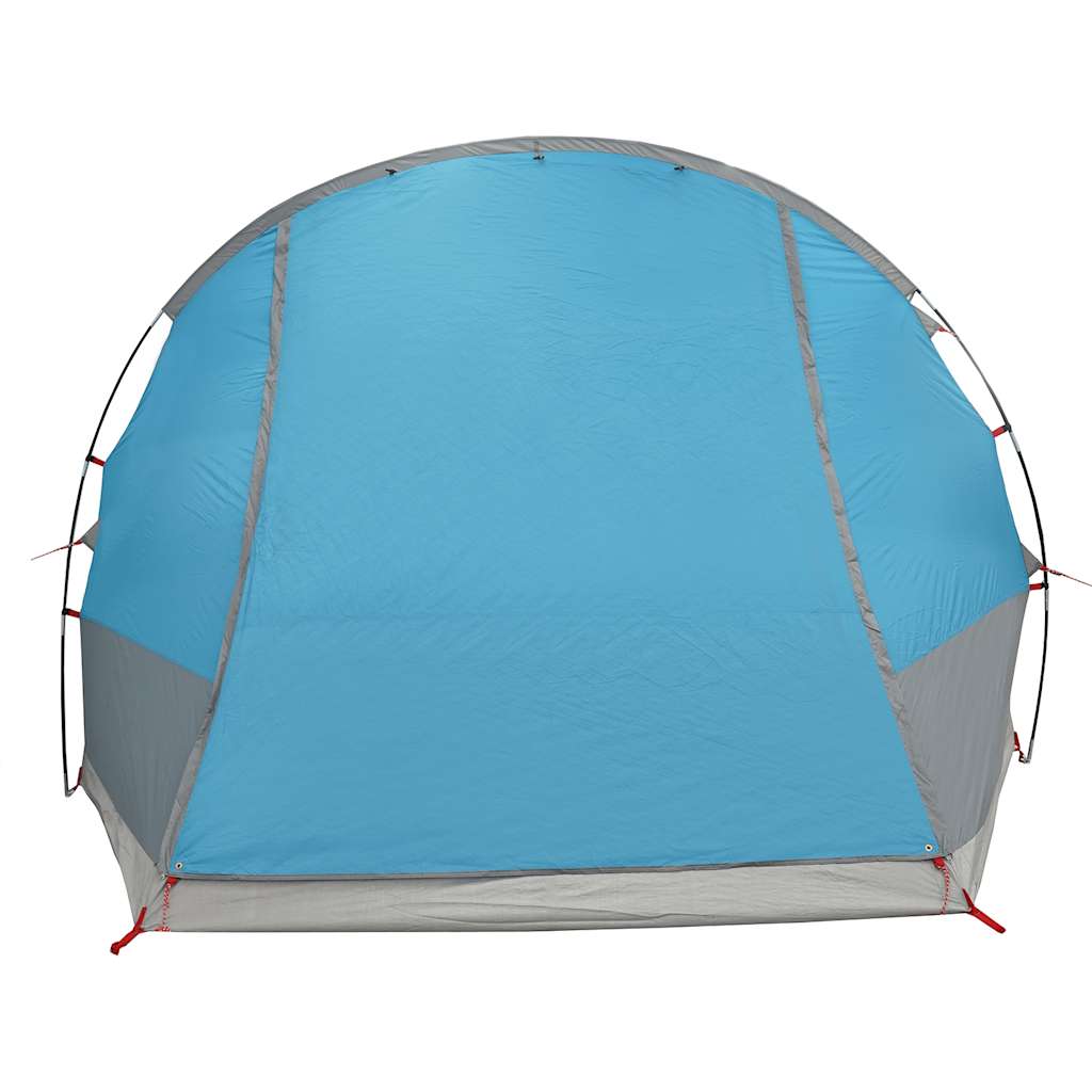 Detail van de blauwe vidaXL autotent met waterdichte buitenkant en stevige stokken.