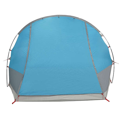 Detail van de blauwe vidaXL autotent met waterdichte buitenkant en stevige stokken.