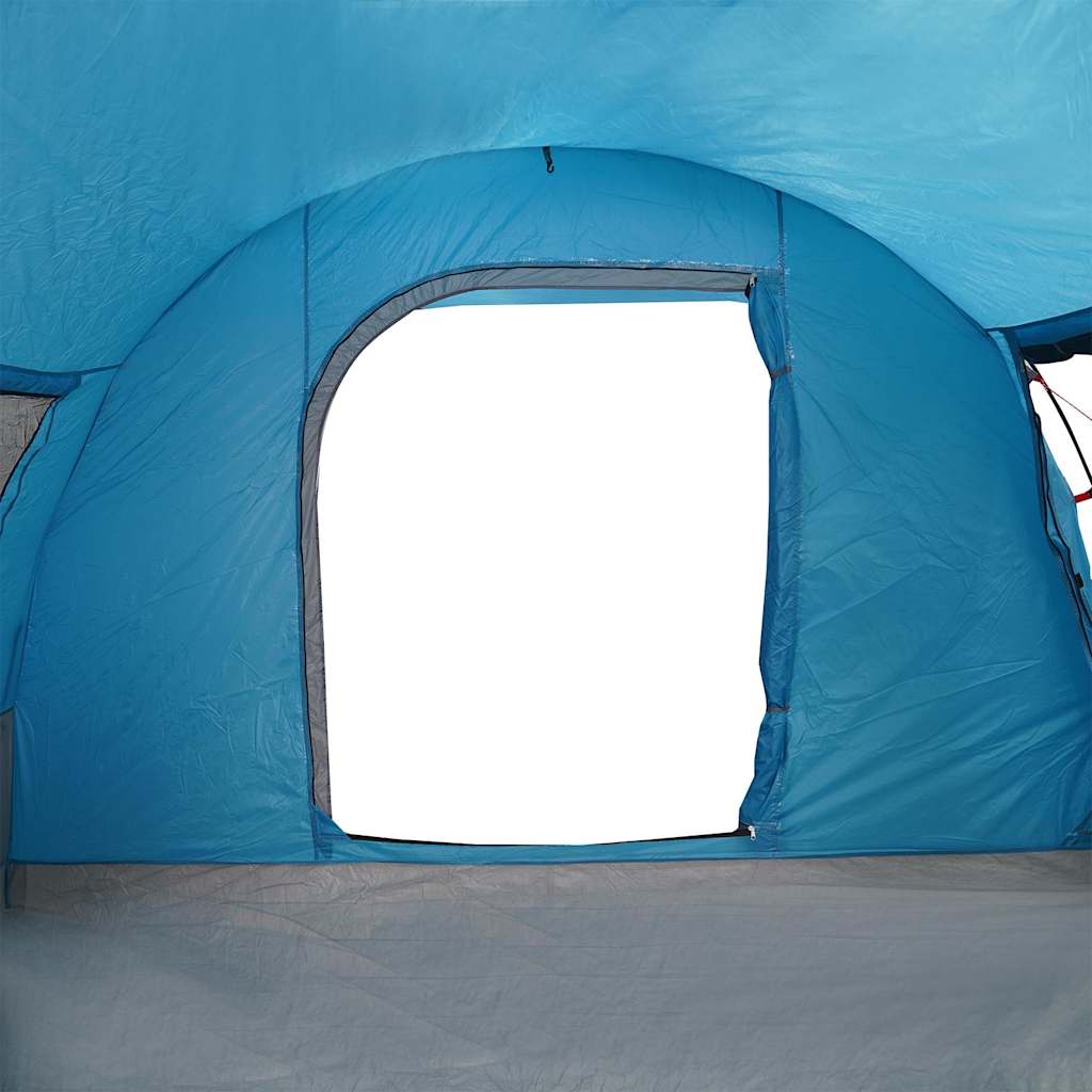 Detail van de blauwe vidaXL autotent met een open raam voor ventilatie.