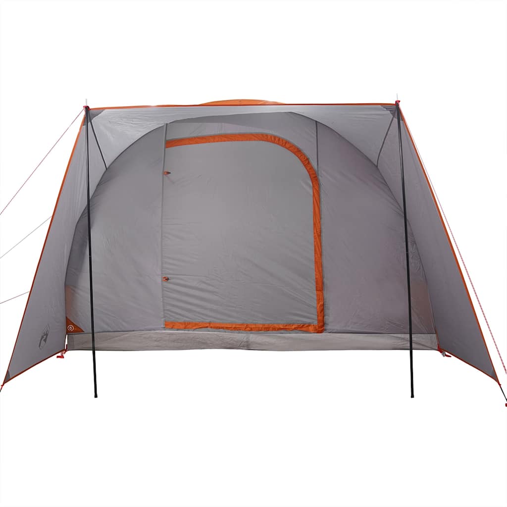 Detail van de vidaXL 2-persoons autotent met grijze en oranje kleur, zijaanzicht van de ingang.