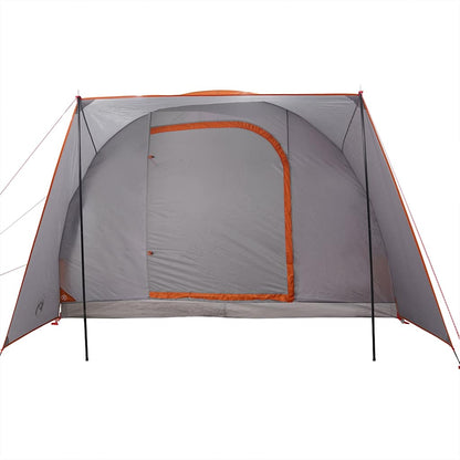 Detail van de vidaXL 2-persoons autotent met grijze en oranje kleur, zijaanzicht van de ingang.