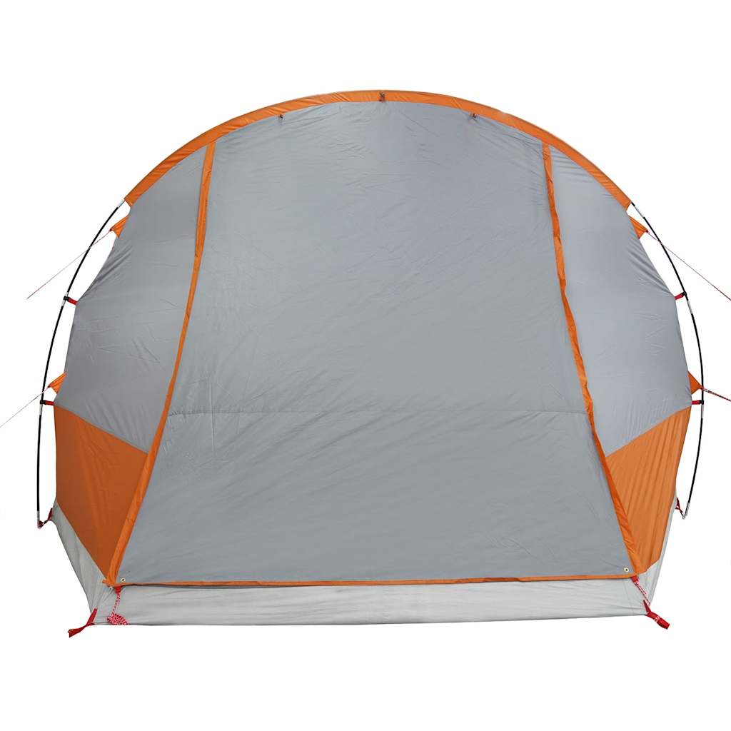 Detail van de grijze en oranje vidaXL autotent met een waterdichte voorkant.