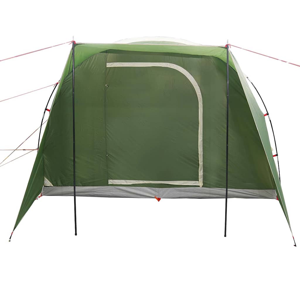 Detail van de groene vidaXL autotent met een grote ingang en stevige stokken.