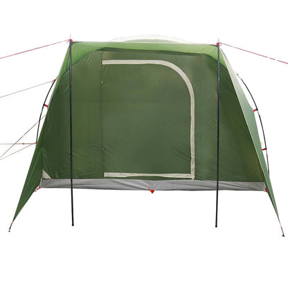 Detail van de groene vidaXL autotent met een grote ingang en stevige stokken.