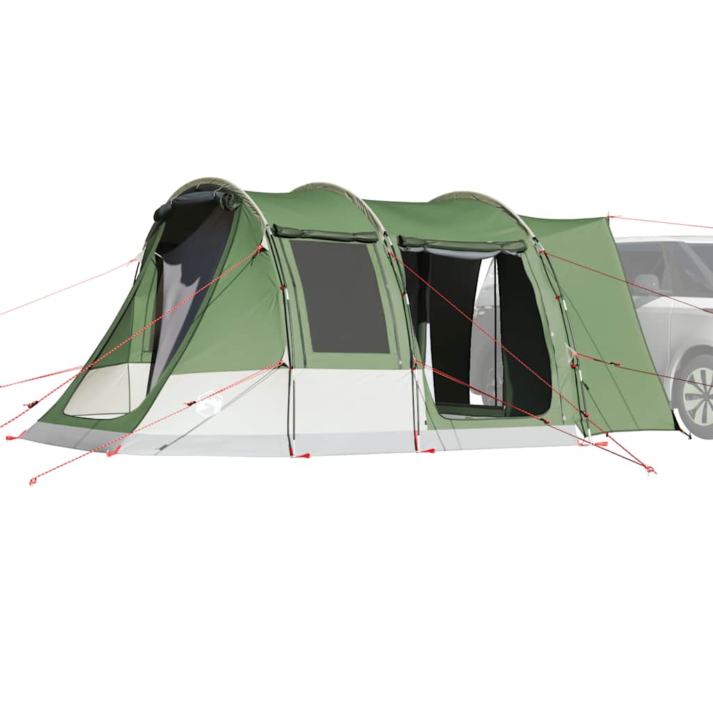 Groene vidaXL autotent voor 2 personen, waterdicht met stevige stokken en spanbanden.