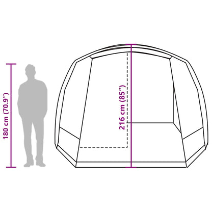 Detail van de vidaXL autotent met afmetingen en zijaanzicht, geschikt voor 2 personen.