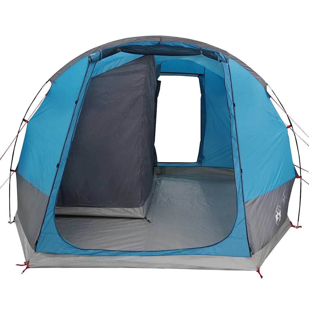 Detail van de vidaXL 2-persoons autotent in blauw, met open ingang en binnenruimte.