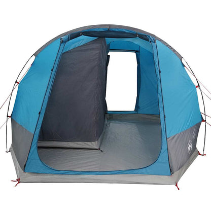 Detail van de vidaXL 2-persoons autotent in blauw, met open ingang en binnenruimte.