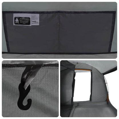 Detail van de binnenkant van de vidaXL autotent met opbergvak en haak voor accessoires.