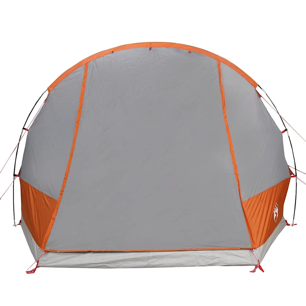 Detail van de grijs-oranje vidaXL autotent met waterdichte buitenkant en stevige stokken.