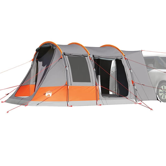 vidaXL 2-persoons autotent in grijs met oranje details, waterdicht en eenvoudig op te zetten.