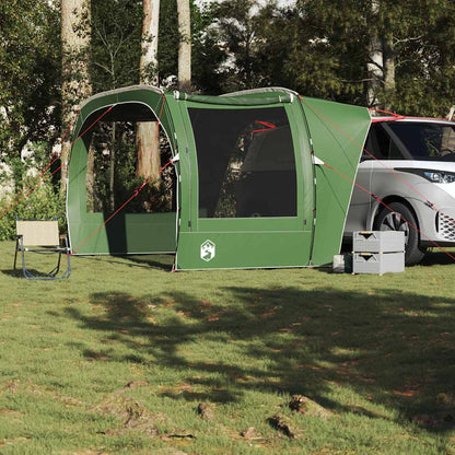 Detail van de vidaXL partytent in groen, met open zijwand en bevestigingskoorden.