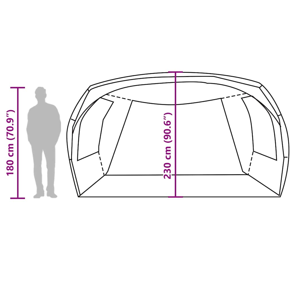 Detail van de vidaXL partytent met afmetingen en ruimte voor staande personen.