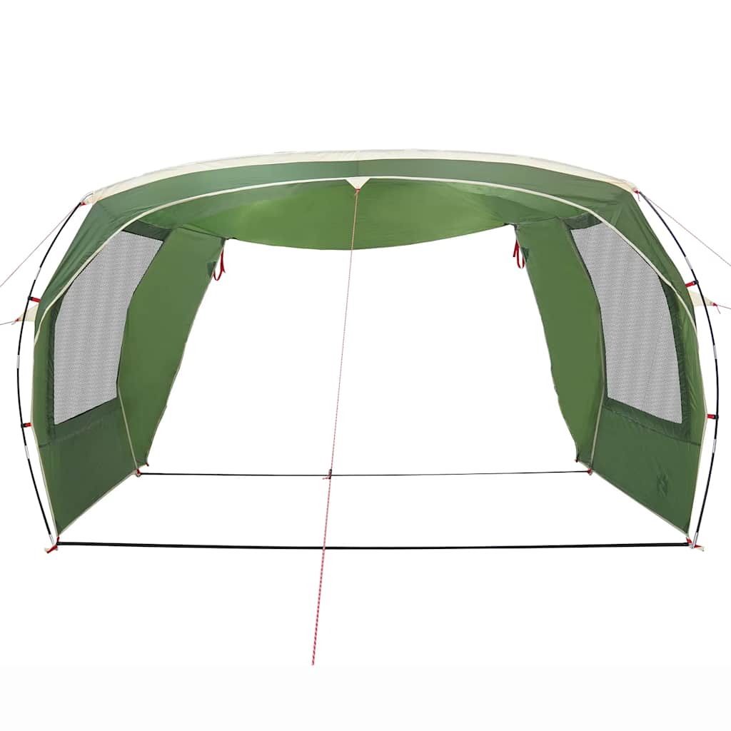 Detail van de vidaXL waterdichte partytent in groen, zijaanzicht met open zijwanden.
