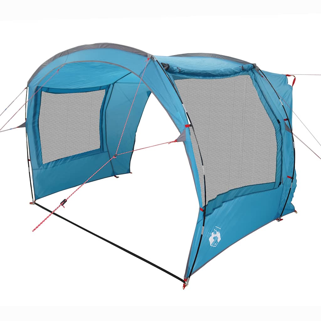 Detail van de vidaXL autotent in blauw met waterdichte constructie en ventilatieroosters.
