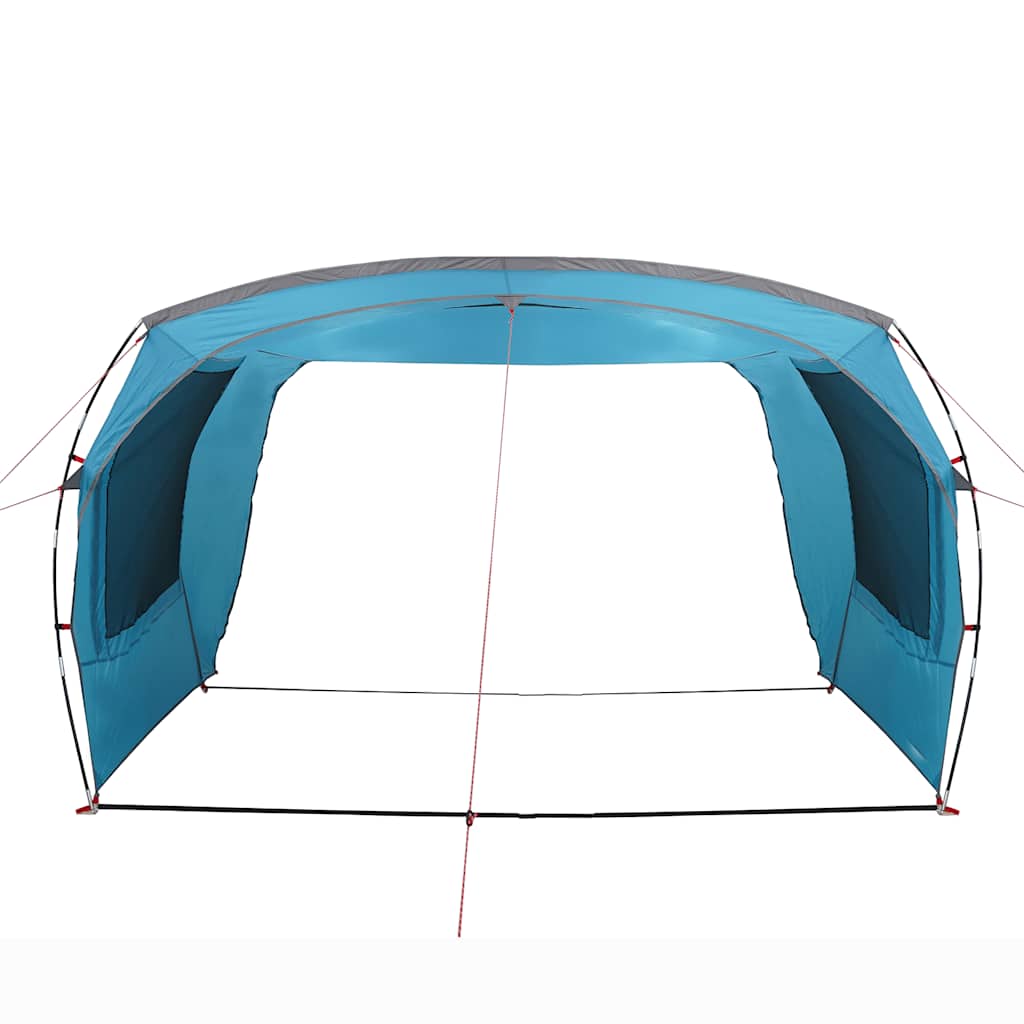 Zijaanzicht van de vidaXL waterdichte autotent in blauw, met openingen voor ventilatie.