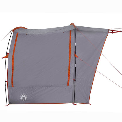 Detail van de grijs-oranje vidaXL autotent met een waterdichte zijwand.