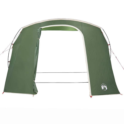 Detail van de groene vidaXL autotent met open ingang en stevige stokken.